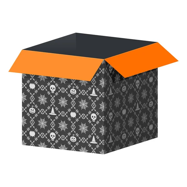 ハロウィーンのパターンを持つ大きなオープン ボックス テンプレート — ストックベクタ