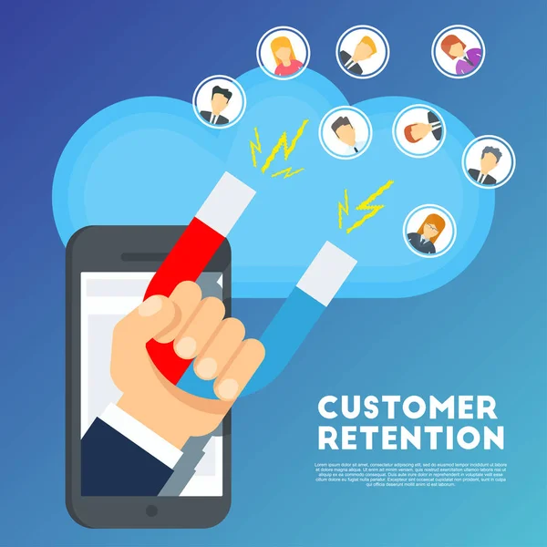 Customer retention concept. Marketing strategy of the company — Stock Vector