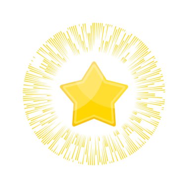 Altın yıldızlı ışınları zafer içinde. Takdir ve tanıma