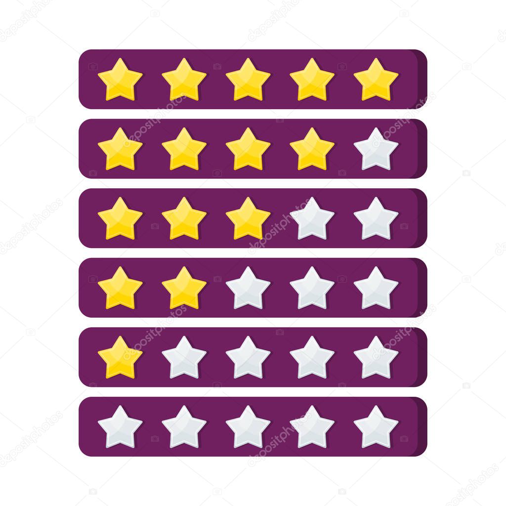 Number of gold rating stars. Appreciation and recognition