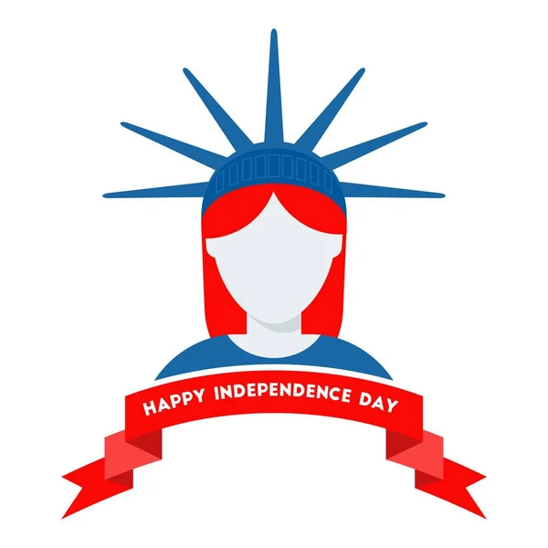 アメリカの独立記念日のロゴのお祝いパーティー アメリカの国旗と月桂樹のリース フラット ベクトル漫画イラスト 白い背景に分離されたオブジェクト — ストックベクタ
