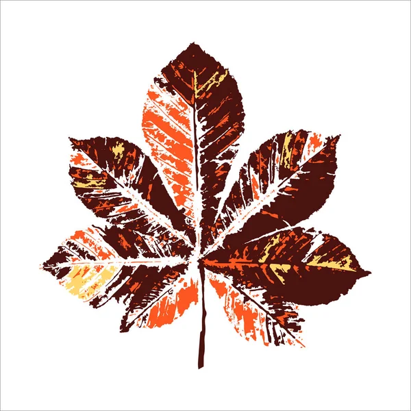 Vector Leaf print. Inkprinted leaves of the trees on paper — Stock Vector