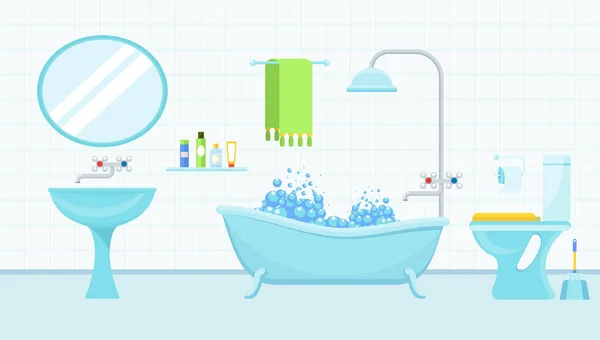 Sisustus kylpyhuone wc ja tarvikkeet pesuun — vektorikuva