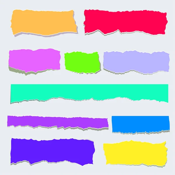 Набір рваного кольорового паперу. Шматочки кольорового аркуша . — стоковий вектор