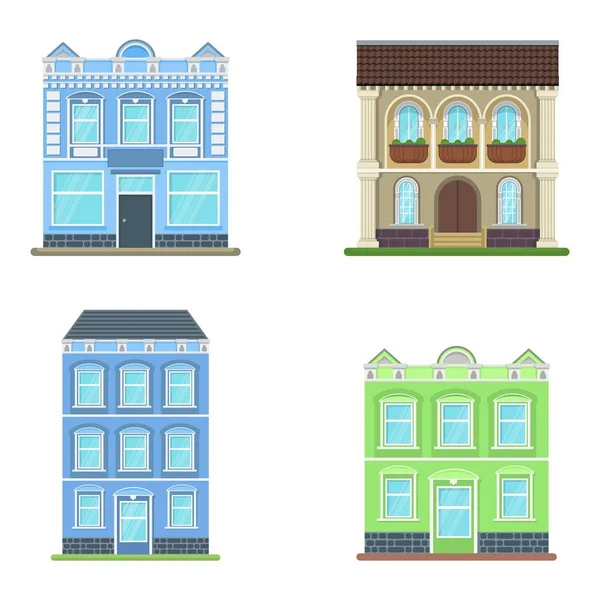 Icono de la casa. Antiguos edificios urbanos antiguos , — Vector de stock