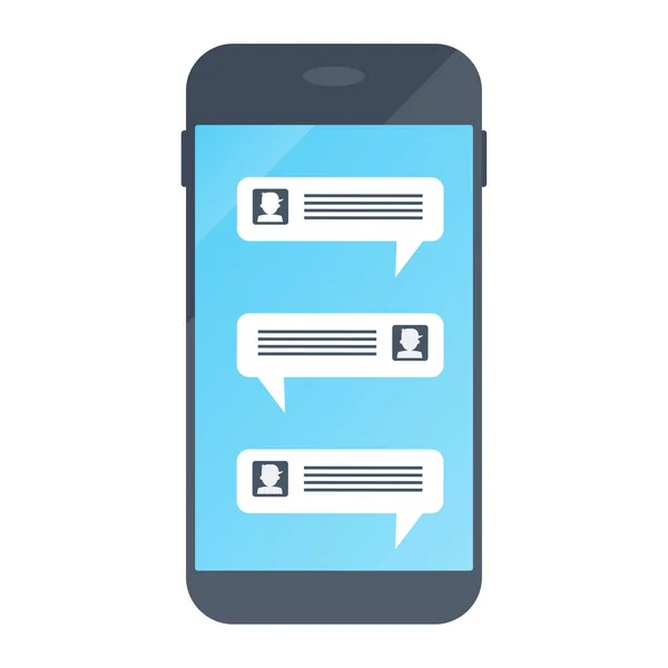 Chat in smartphone. Chat virtuale, conversazioni online — Vettoriale Stock