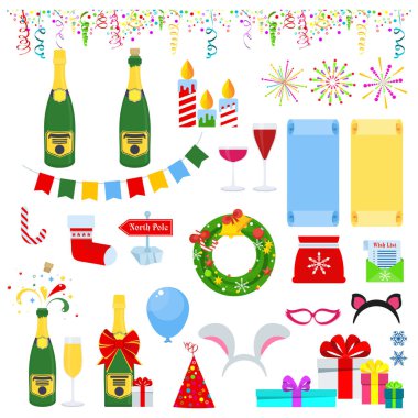 Yılbaşı kutlama. Simge kümesi