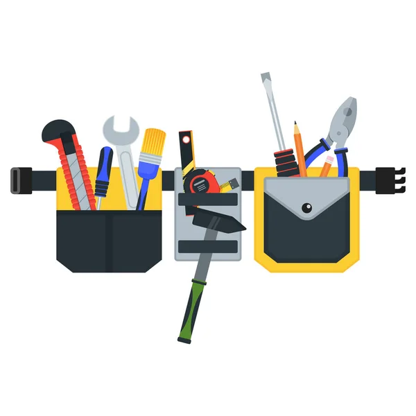 Belt with tools. Conceptual image of tools for repair — Stock Vector