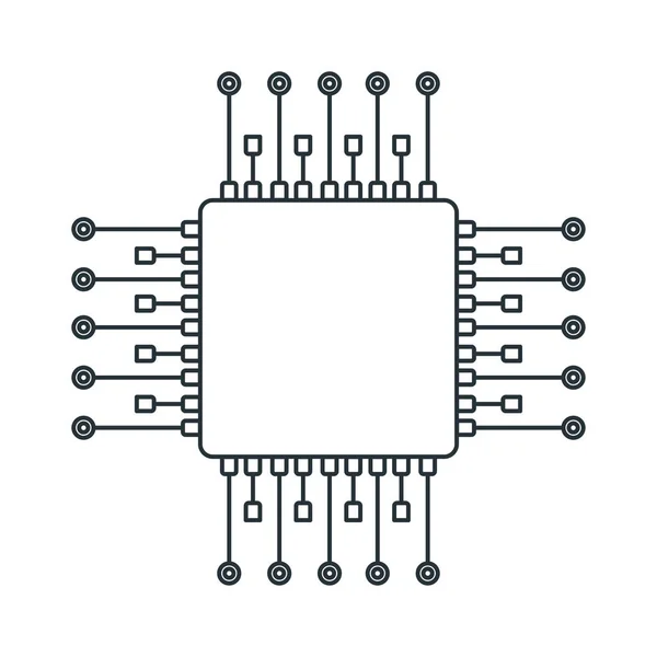 Ikona čáry procesor čip. Příslušenství pro digitální zařízení — Stockový vektor