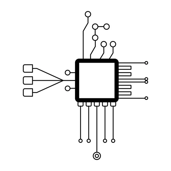 Cadre de puce d'ordinateur isolé. Accessoires pour appareils numériques — Image vectorielle