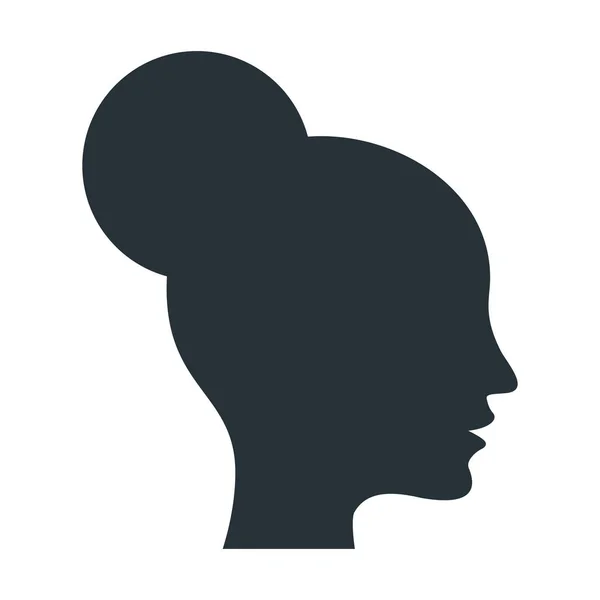 Silhouette noire d'une élégante tête féminine de profil — Image vectorielle