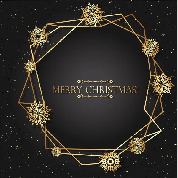 Luxury black gradient background with gold snowflakes