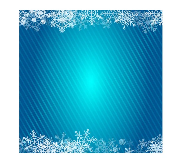 明亮的蓝色渐变背景与雪花为贺卡的圣诞节和新年 白色雕刻美丽的雪花的框架 文本模板 — 图库矢量图片