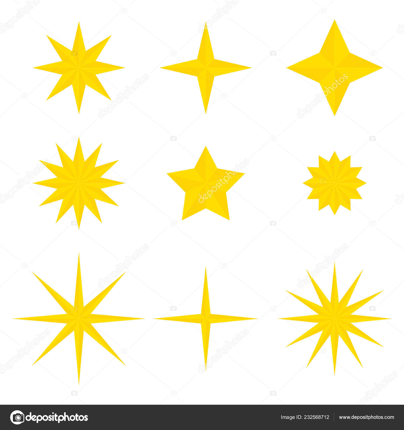 Set of vector flat yellow Shining stars Stock Vector Image by ©quarta  #232568712