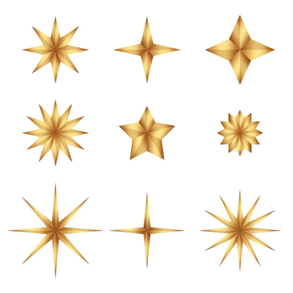Set von Gold-Gefälle Luxus-Mode glänzenden Stern — Stockvektor