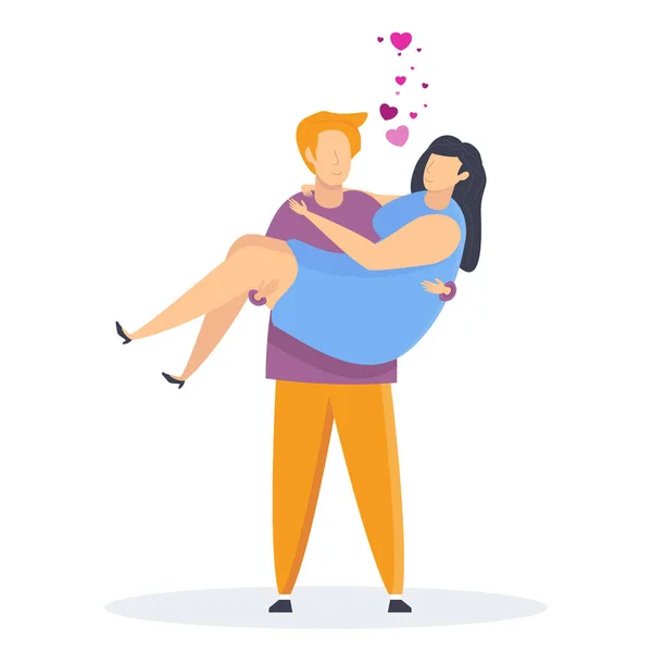 Heureux couple de jeunes amoureux. Personnages pour la Saint-Valentin . — Image vectorielle