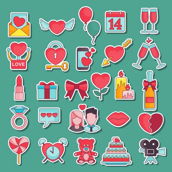 Zbiór ikon Walentynki materiałami eksploatacyjnymi i receptur — Wektor stockowy