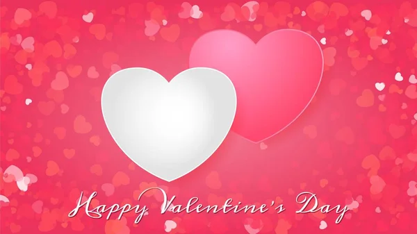 Tarjeta de felicitación de San Valentín con dos corazones — Vector de stock