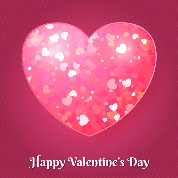Dia dos Namorados cartão de saudação com rosa brilho coração — Vetor de Stock