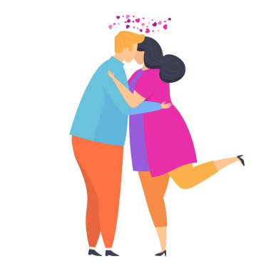 Şirin ihale aşk adam ve kız sarılmak. Tarih ve ilişki. Genç çiftler seviyorum. Mutlu aşıklar. Hugs ve öper, sonsuz aşk sözleri. Karakter Sevgililer günü için bir tebrik kartı.