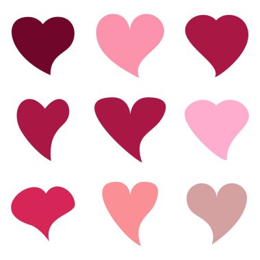 Kalp şekilleri seviyorum. Düz vektör karikatür çizim.
