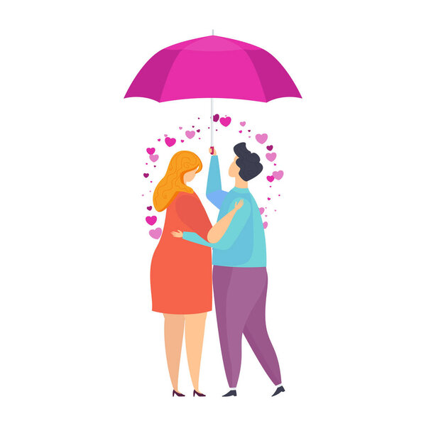 Happy couple of young people in love. Characters for Valentine Day.