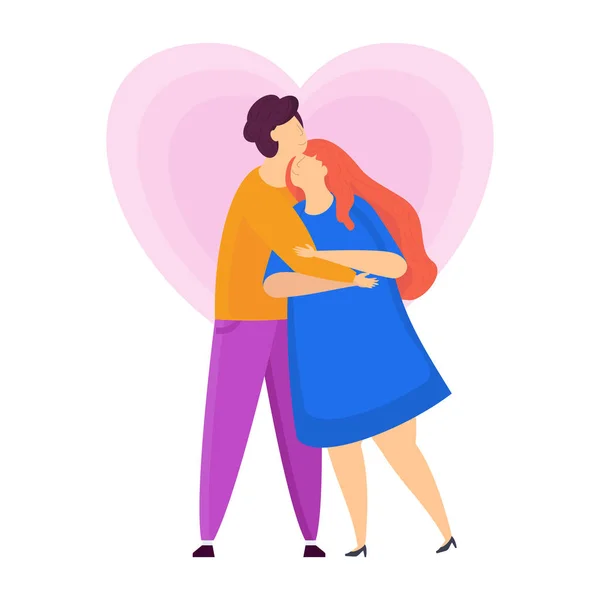 Lindo tierno amor abrazos chico y chicas. Personajes para San Valentín . — Vector de stock