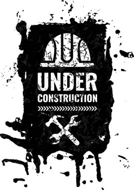 Grunge, çizik yapım aşamasında uyarı yol işareti.