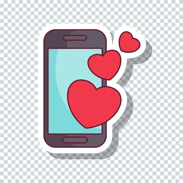 Vector plat mobiel praatje sticker voor Valentines Day — Stockvector