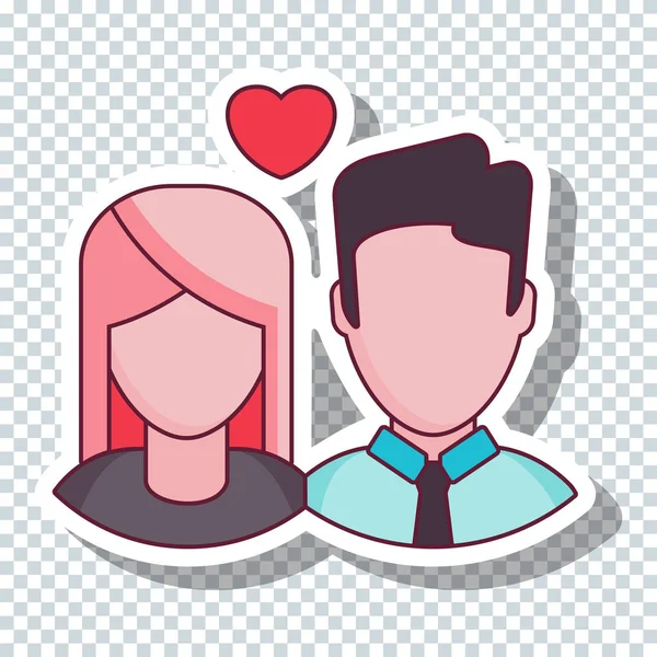 Adhesivo de pareja de amor plano vectorial para el día de San Valentín — Vector de stock