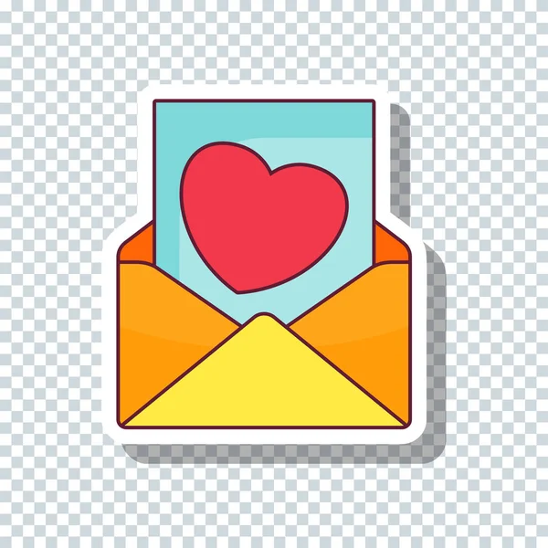 Vector flat envelope with heart sticker for Valentines Day — Stock Vector