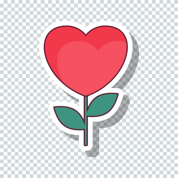 Vektor ploché srdce květina nálepka pro valentinky den — Stockový vektor
