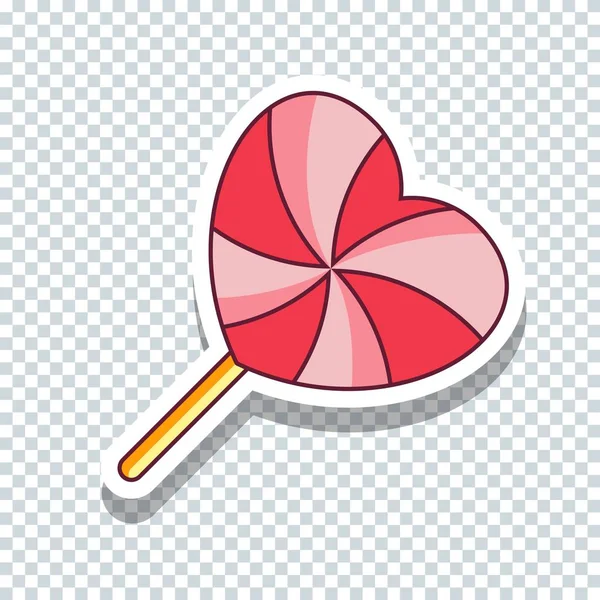 Etiqueta engomada plana del lollypop del amor del vector para el día de San Valentín — Archivo Imágenes Vectoriales