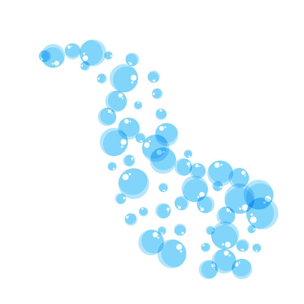 Flying bubbles of soap suds Flat vector
