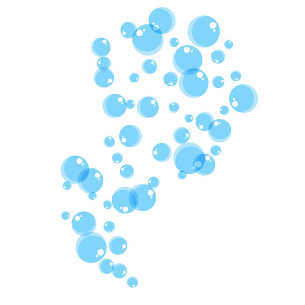 Flying bubbles of soap suds Flat vector