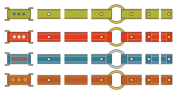 Set di cinghie colorate alla moda con fermagli . — Vettoriale Stock