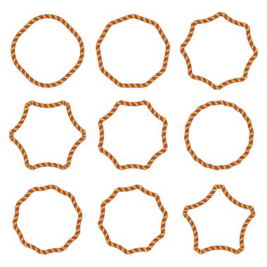 Collection of round outline decorative rope border frames clipart