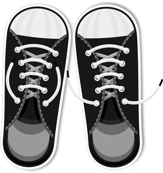 Zapatillas negras. Zapatos deportivos urbanos juveniles. Accesorios de moda — Archivo Imágenes Vectoriales