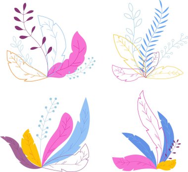 Egzotik tropik bitkiler. Beyaz arka plan üzerinde izole bush topluluğu.