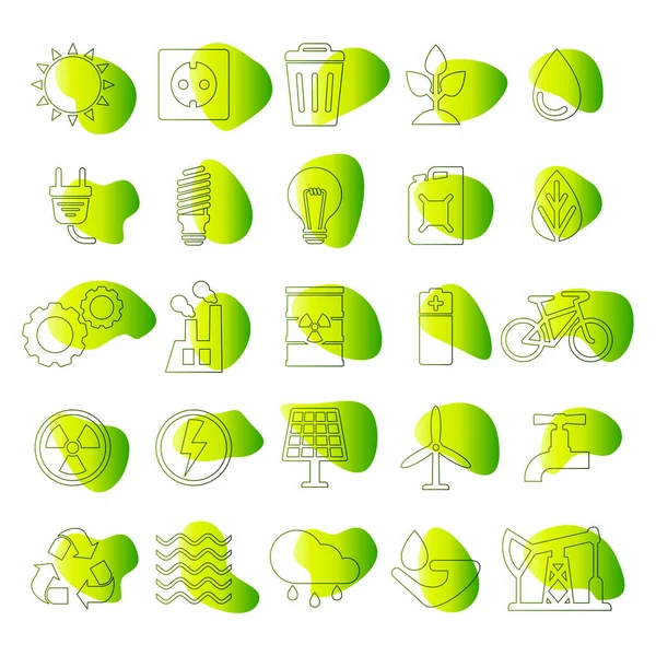 Conjunto de ícones eco esboço. Ícones vetoriais planos isolados no fundo branco . —  Vetores de Stock