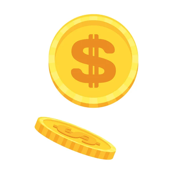 Goldgeld Bargeld Dollar-Münzen. Banken und Finanzen. — Stockvektor