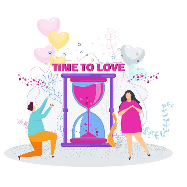 Hora de amar. Amor pareja chica y chico . — Vector de stock