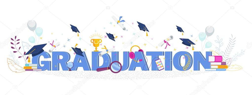 Word graduation typography vector concept on white background.