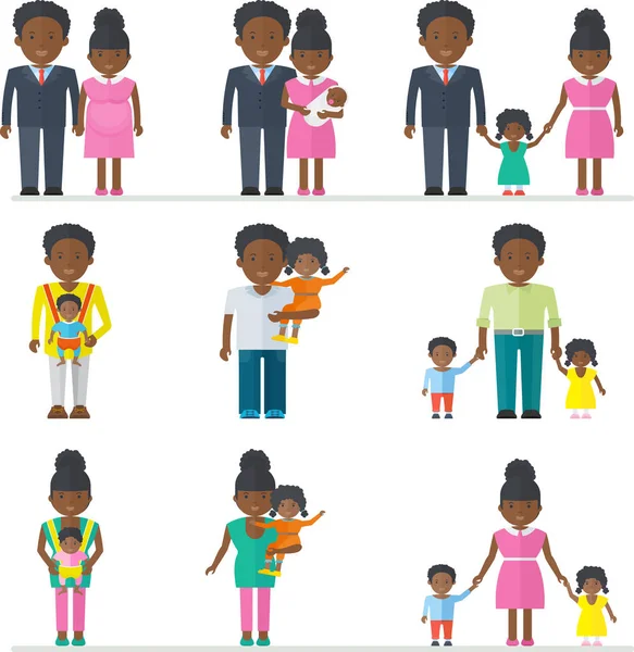 Familia afroamericana . — Vector de stock