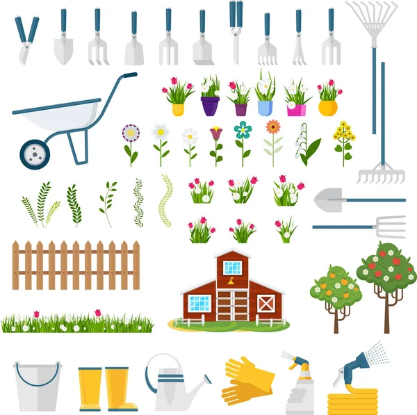 Grand ensemble d'outils de jardin — Image vectorielle