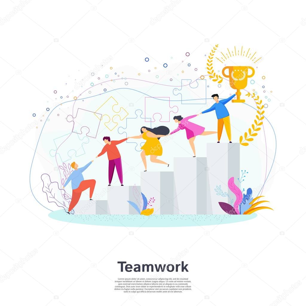 Effective teamwork. Concept of victory and success.