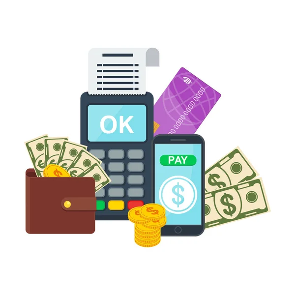 Érintkezés nélküli fizetés az RFID vagy NFC technológiával — Stock Vector