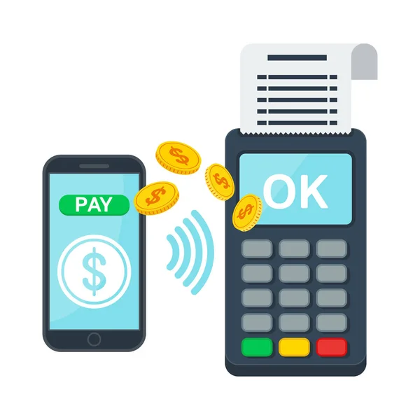 Contactless payment using RFID or NFC technology — Stock Vector
