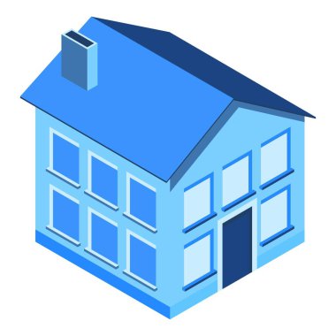 Beyaz bir arka planda izometrik ev. Özel mülkiyet.