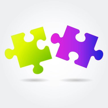 Beyaz arka plan daki renk parlak degrade bulmaca simgesi.